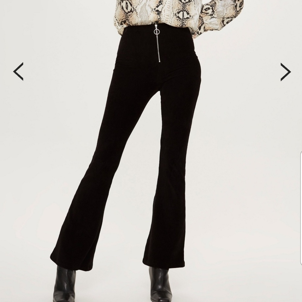 Topshop corduroy zip flares